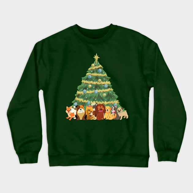 Christmas Tree with Dogs Crewneck Sweatshirt by Designs_by_KC